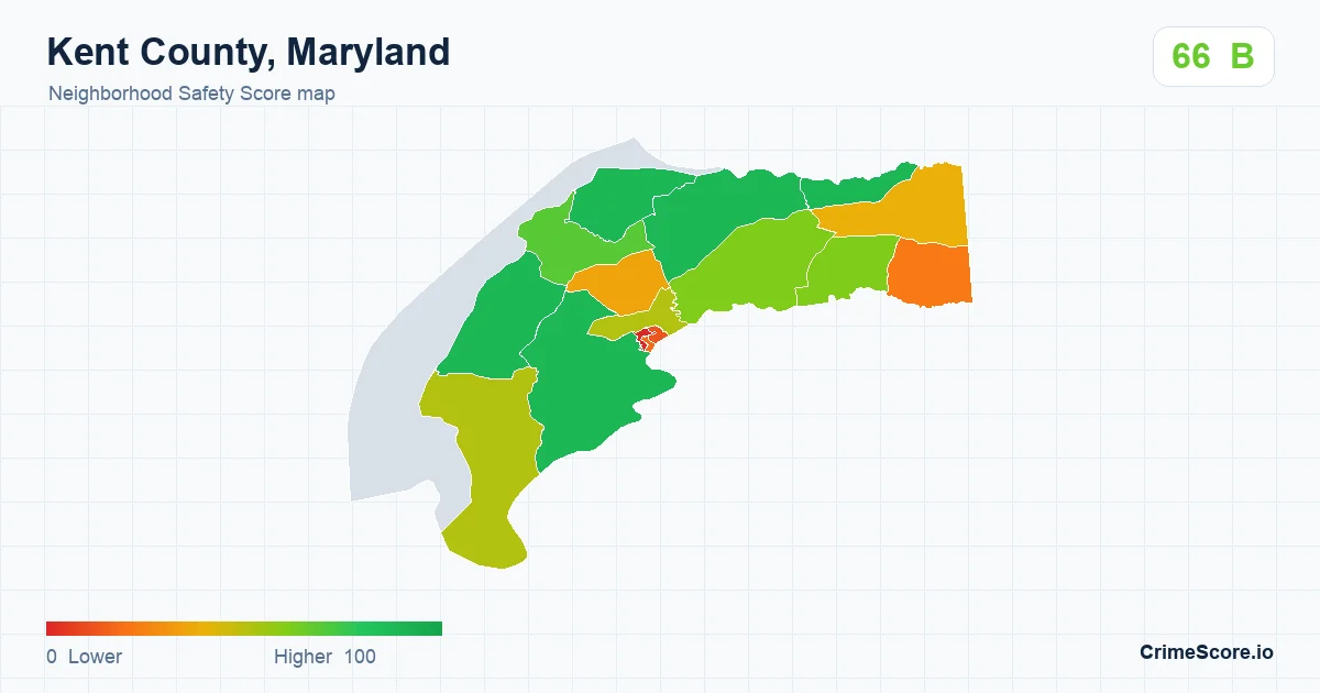 Kent County, Maryland neighborhood Safety Score map by Census block group