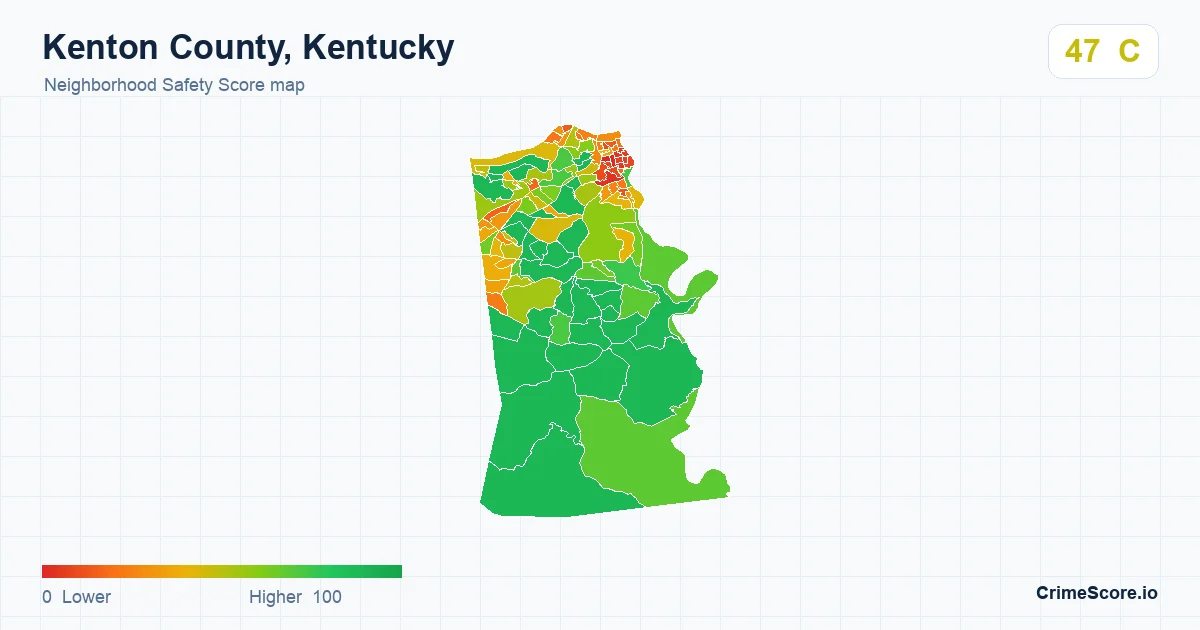 Kenton County, Kentucky neighborhood Safety Score map by Census block group