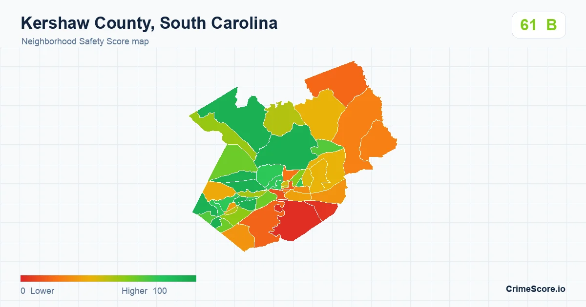 Kershaw County, South Carolina neighborhood Safety Score map by Census block group