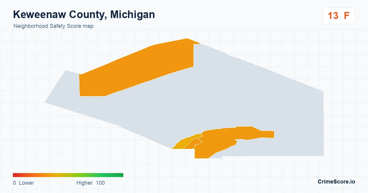Keweenaw County, Michigan neighborhood Safety Score map by Census block group