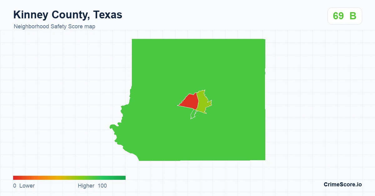 Kinney County, Texas neighborhood Safety Score map by Census block group