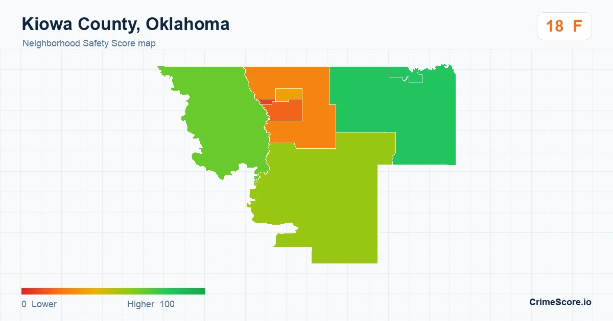 Kiowa County, Oklahoma neighborhood Safety Score map by Census block group