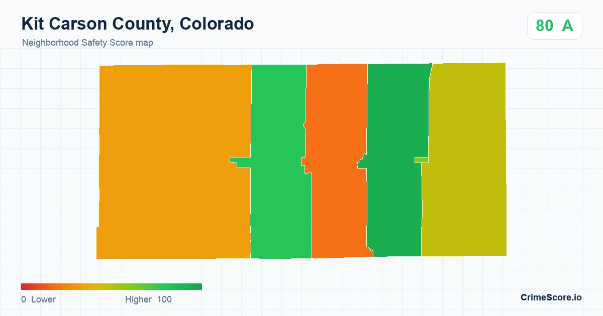Kit Carson County, Colorado neighborhood Safety Score map by Census block group