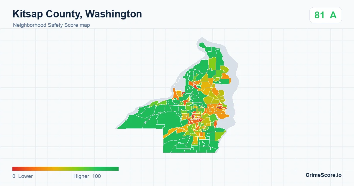 Kitsap County, Washington neighborhood Safety Score map by Census block group