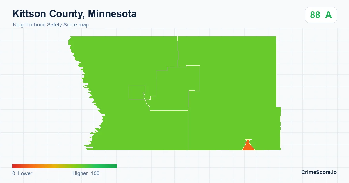 Kittson County, Minnesota neighborhood Safety Score map by Census block group