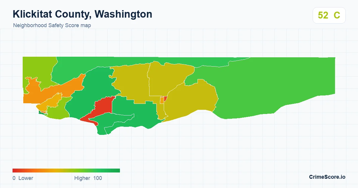 Klickitat County, Washington neighborhood Safety Score map by Census block group