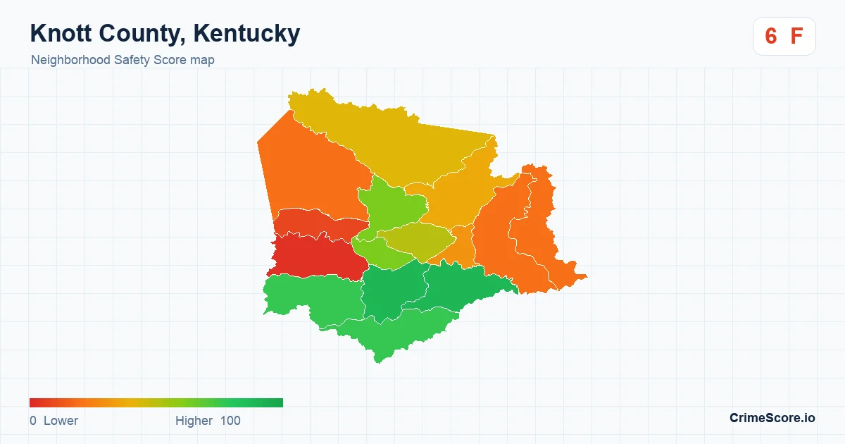 Knott County, Kentucky neighborhood Safety Score map by Census block group