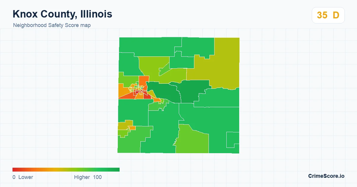 Knox County, Illinois neighborhood Safety Score map by Census block group