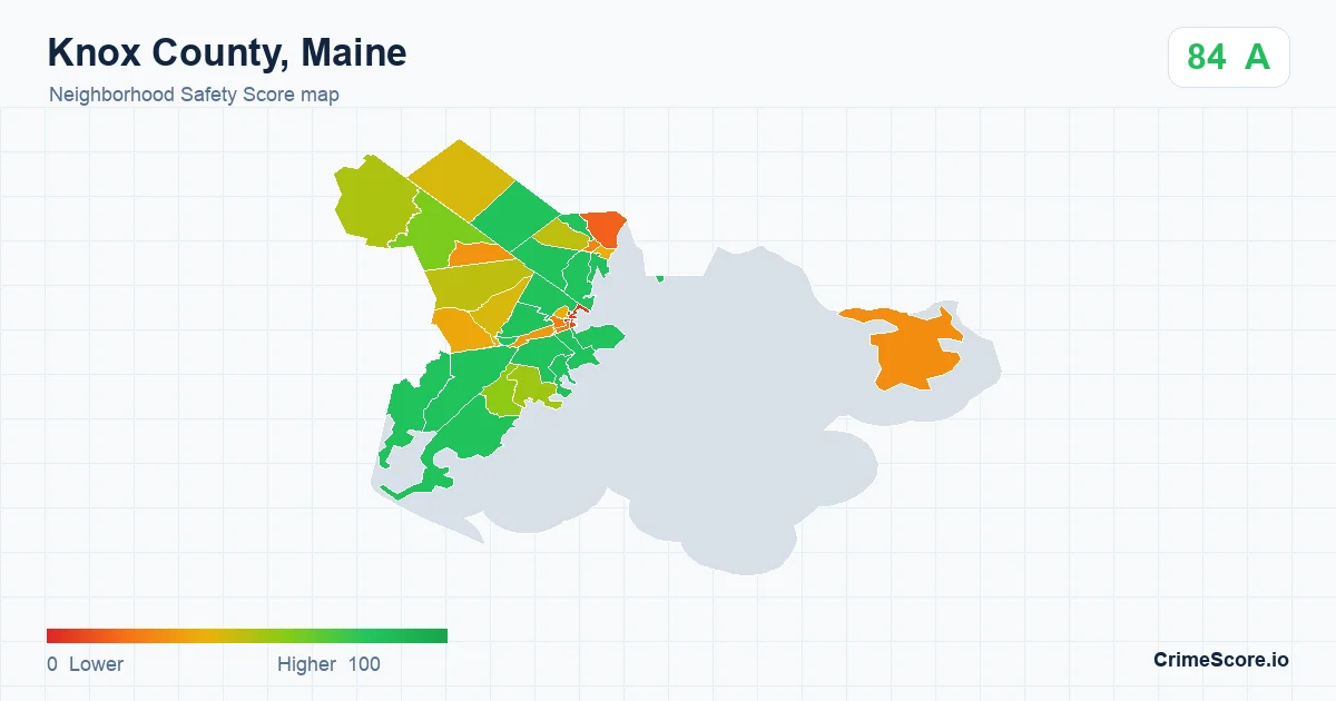 Knox County, Maine neighborhood Safety Score map by Census block group
