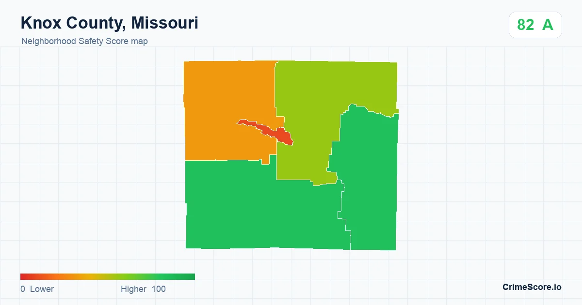 Knox County, Missouri neighborhood Safety Score map by Census block group