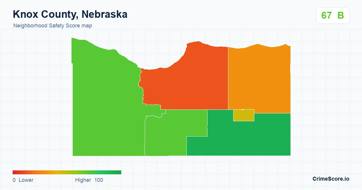 Knox County, Nebraska neighborhood Safety Score map by Census block group