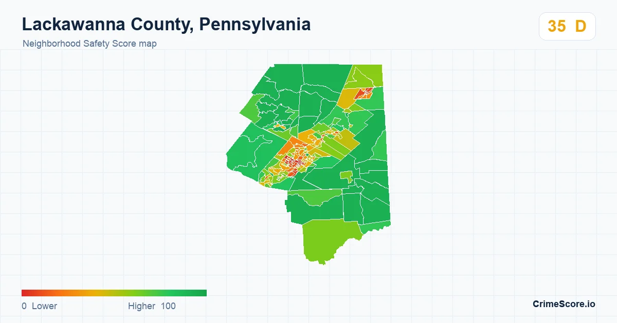 Lackawanna County, Pennsylvania neighborhood Safety Score map by Census block group