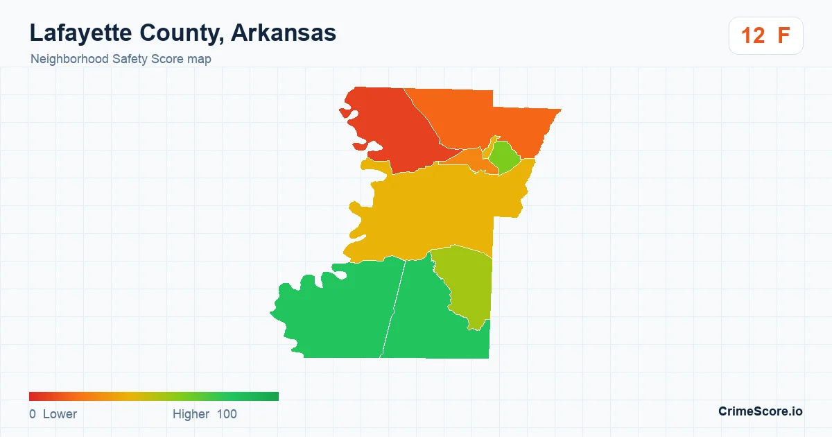 Lafayette County, Arkansas neighborhood Safety Score map by Census block group