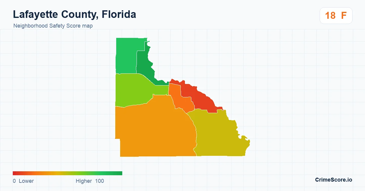 Lafayette County, Florida neighborhood Safety Score map by Census block group