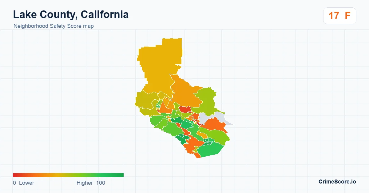 Lake County, California neighborhood Safety Score map by Census block group