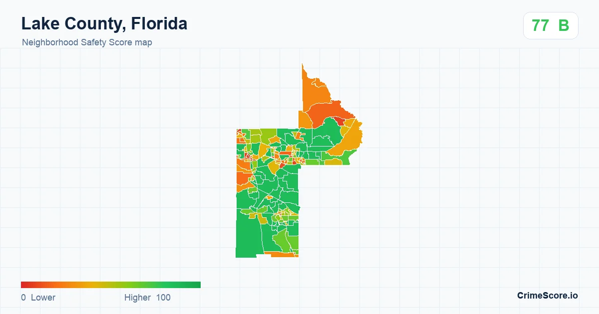 Lake County, Florida neighborhood Safety Score map by Census block group