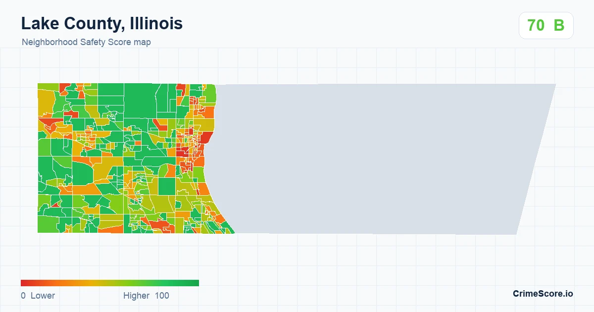 Lake County, Illinois neighborhood Safety Score map by Census block group
