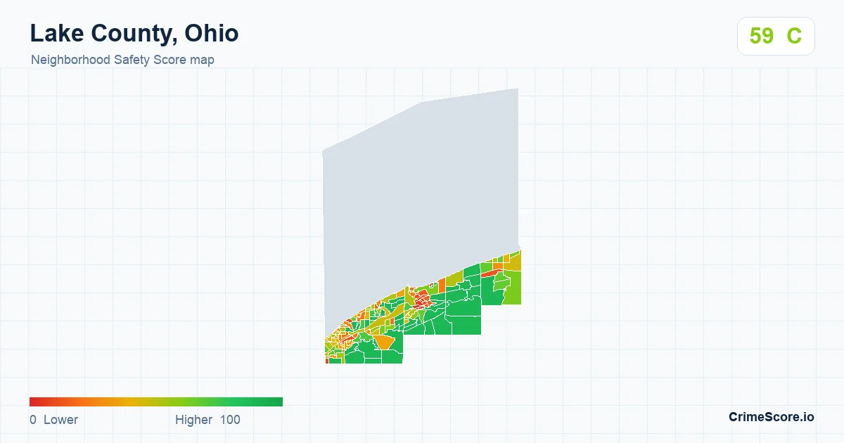 Lake County, Ohio neighborhood Safety Score map by Census block group