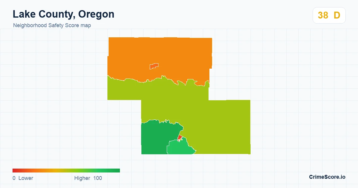 Lake County, Oregon neighborhood Safety Score map by Census block group