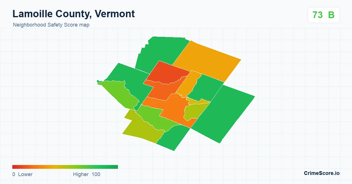 Lamoille County, Vermont neighborhood Safety Score map by Census block group