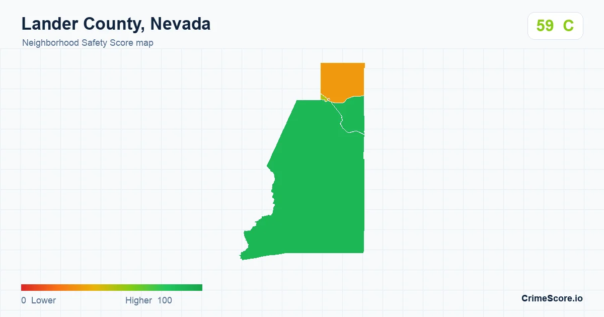 Lander County, Nevada neighborhood Safety Score map by Census block group