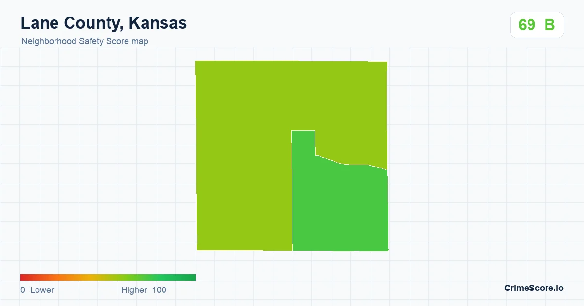 Lane County, Kansas neighborhood Safety Score map by Census block group