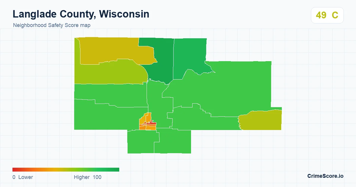 Langlade County, Wisconsin neighborhood Safety Score map by Census block group