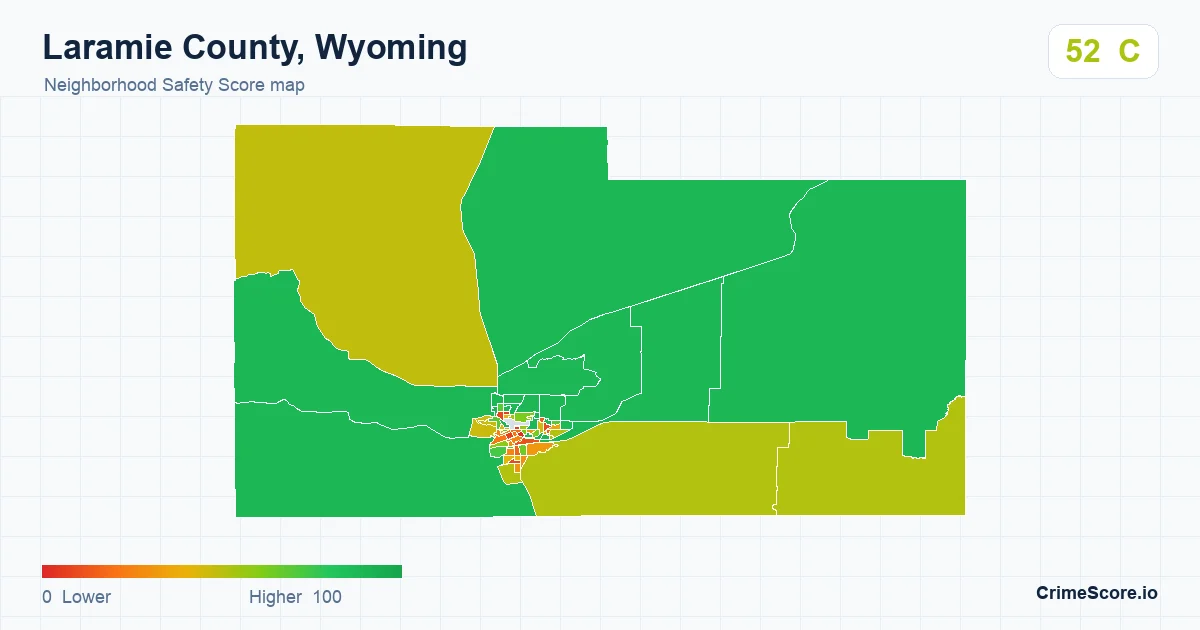 Laramie County, Wyoming neighborhood Safety Score map by Census block group