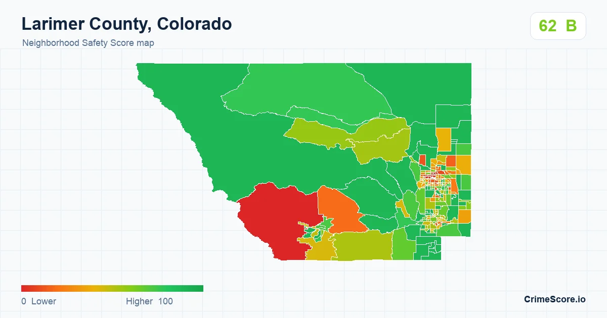 Larimer County, Colorado neighborhood Safety Score map by Census block group