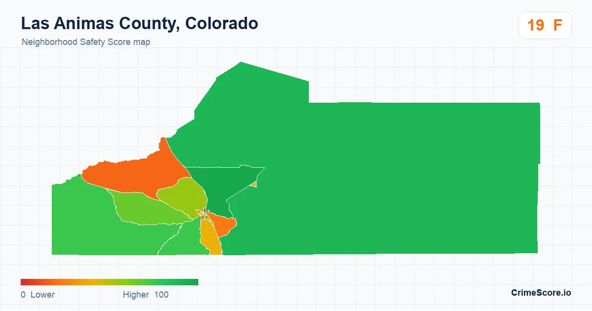 Las Animas County, Colorado neighborhood Safety Score map by Census block group