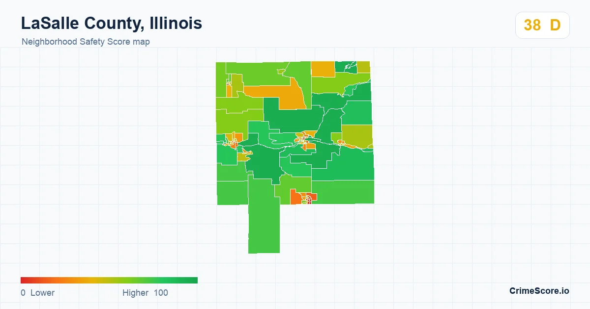 LaSalle County, Illinois neighborhood Safety Score map by Census block group