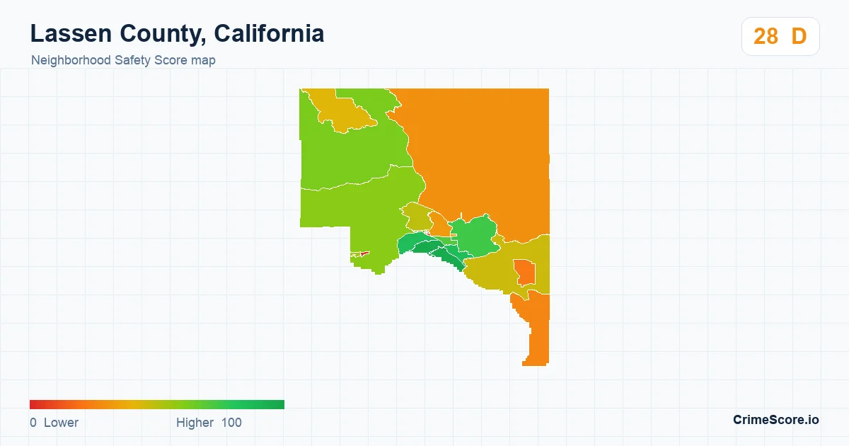 Lassen County, California neighborhood Safety Score map by Census block group