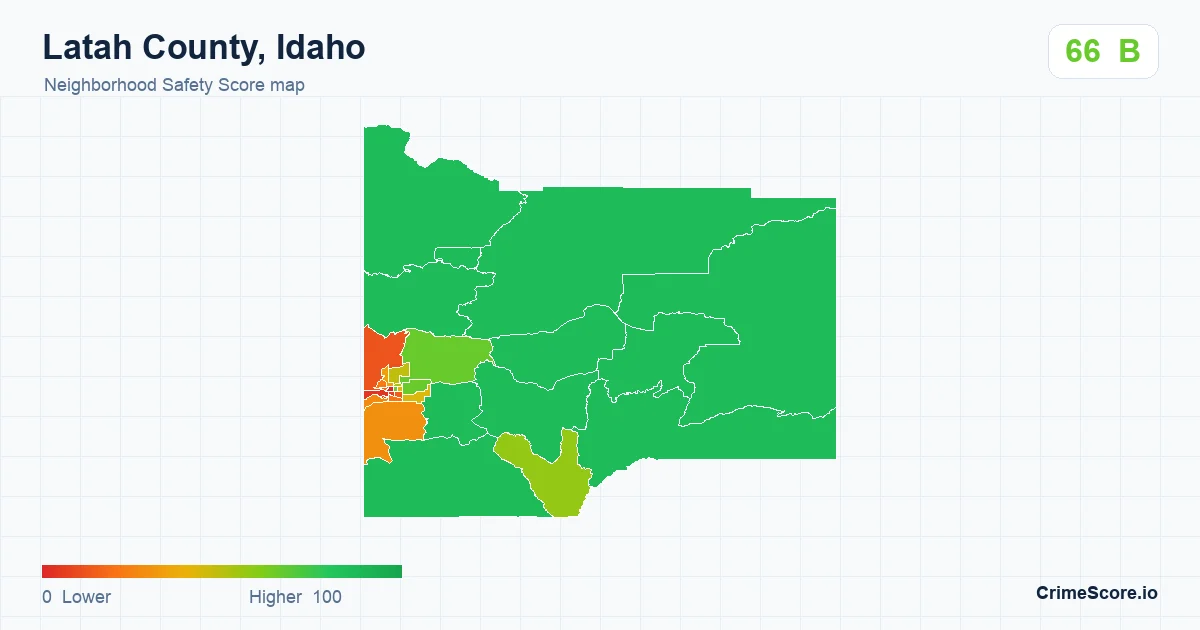 Latah County, Idaho neighborhood Safety Score map by Census block group