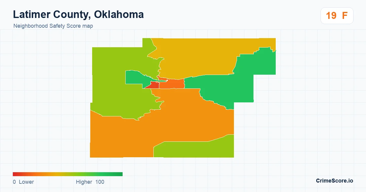 Latimer County, Oklahoma neighborhood Safety Score map by Census block group