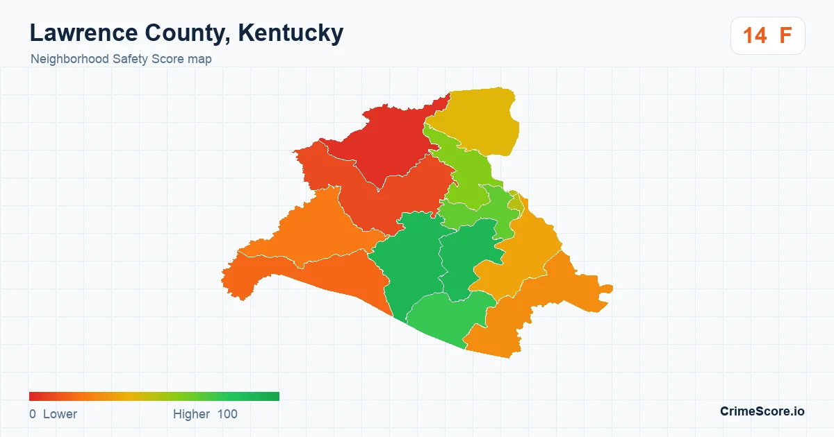 Lawrence County, Kentucky neighborhood Safety Score map by Census block group