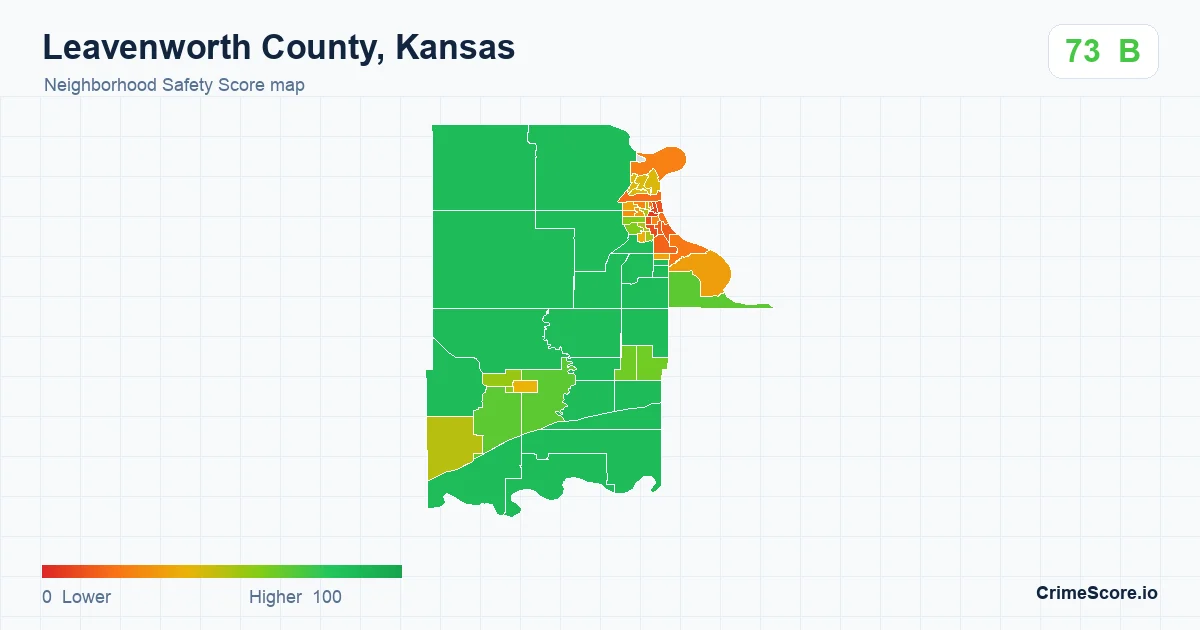 Leavenworth County, Kansas neighborhood Safety Score map by Census block group