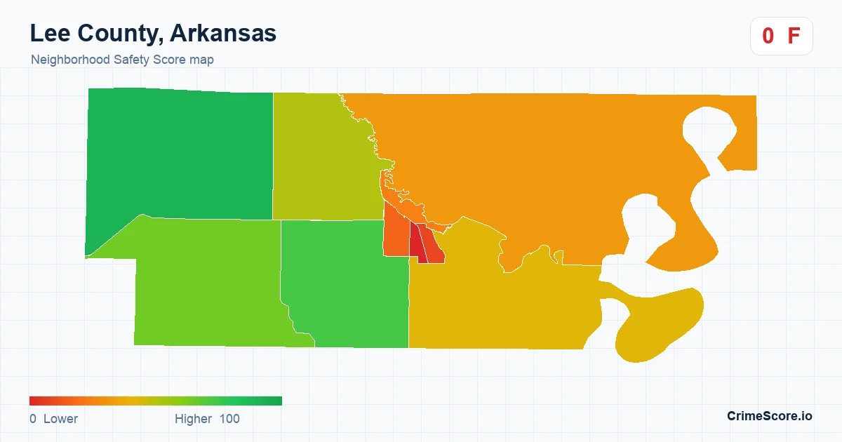 Lee County, Arkansas neighborhood Safety Score map by Census block group