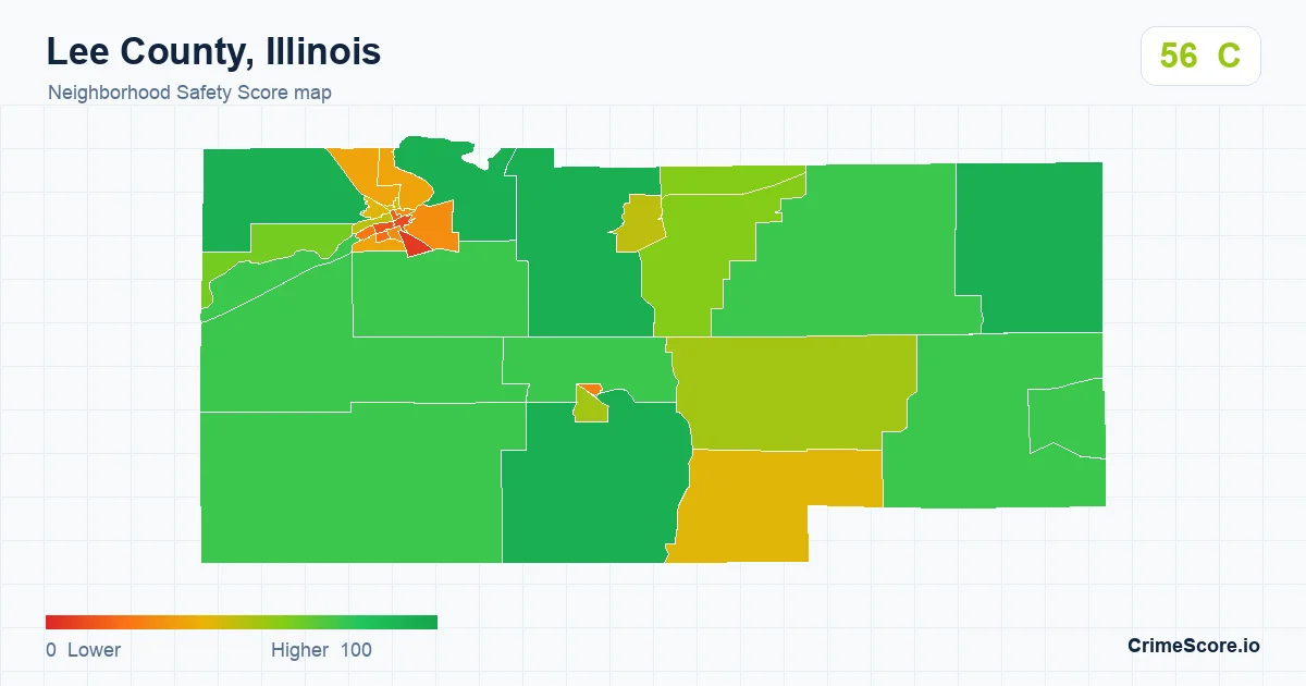 Lee County, Illinois neighborhood Safety Score map by Census block group