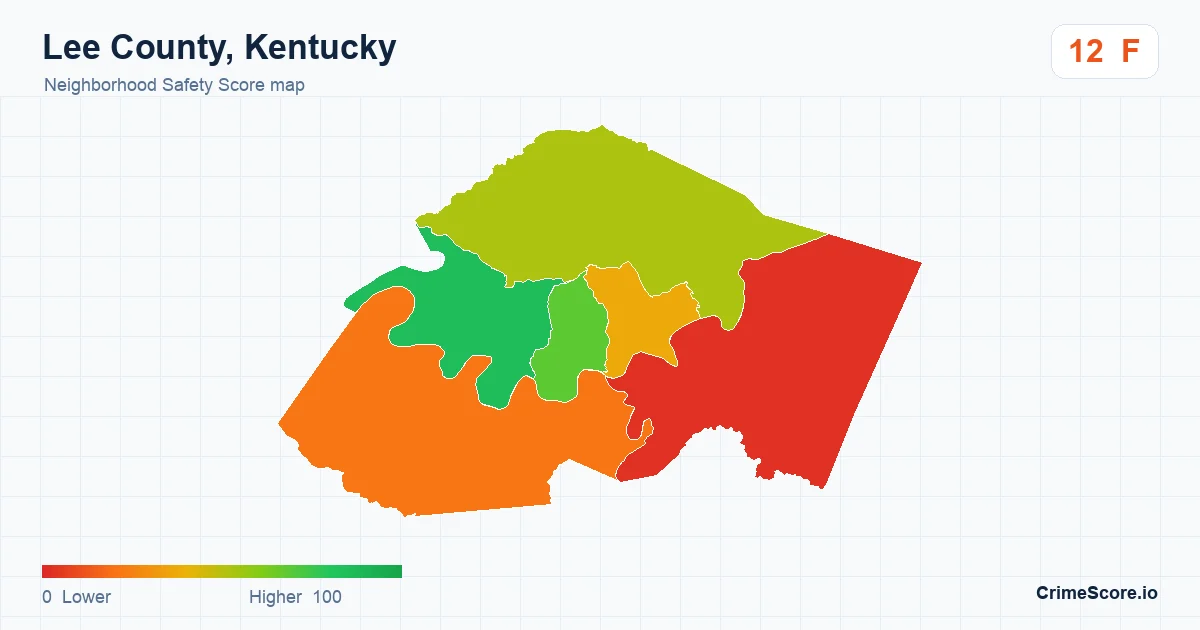 Lee County, Kentucky neighborhood Safety Score map by Census block group