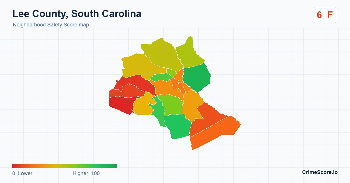 Lee County, South Carolina neighborhood Safety Score map by Census block group