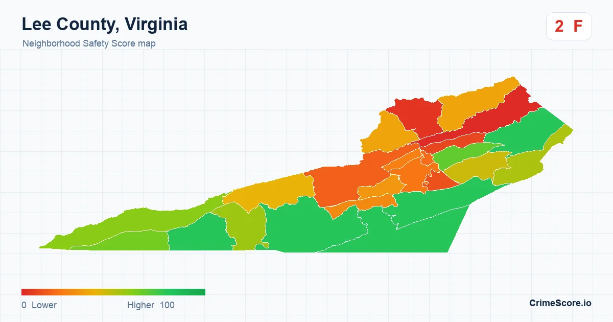 Lee County, Virginia neighborhood Safety Score map by Census block group