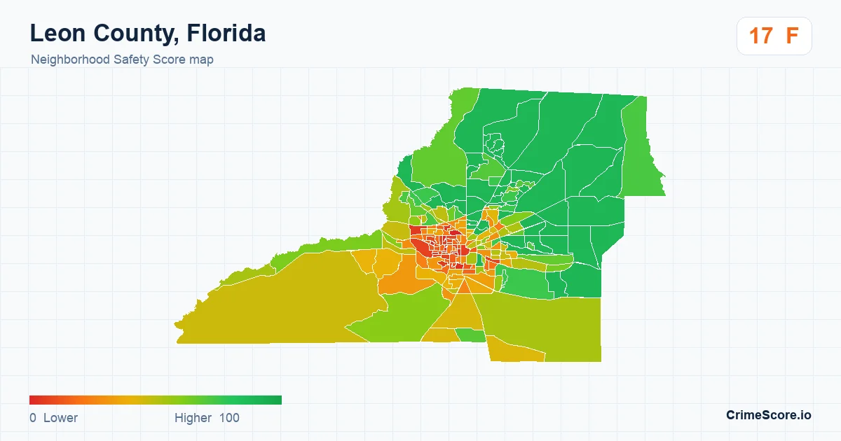 Leon County, Florida neighborhood Safety Score map by Census block group