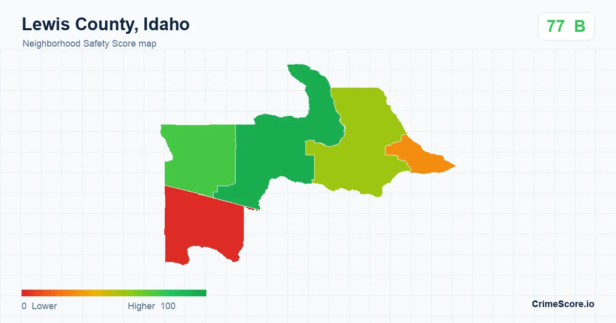 Lewis County, Idaho neighborhood Safety Score map by Census block group