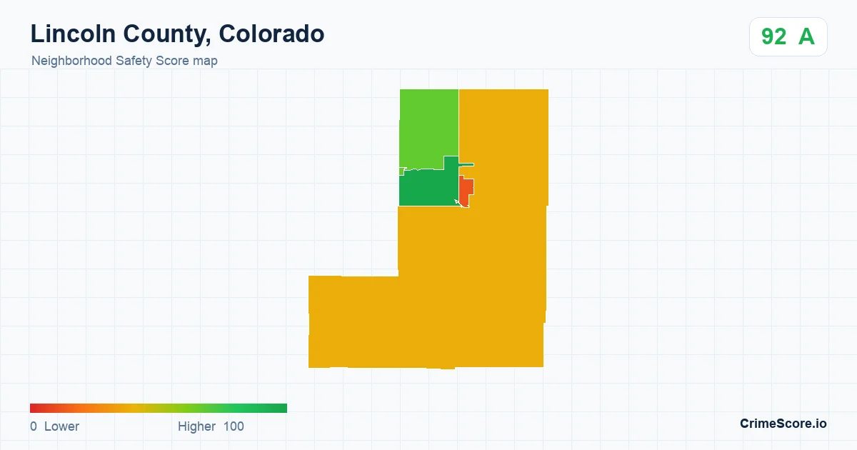 Lincoln County, Colorado neighborhood Safety Score map by Census block group