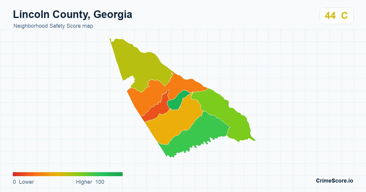 Lincoln County, Georgia neighborhood Safety Score map by Census block group