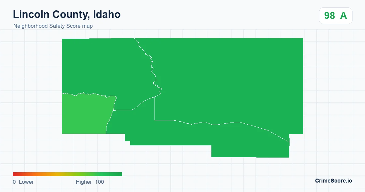 Lincoln County, Idaho neighborhood Safety Score map by Census block group
