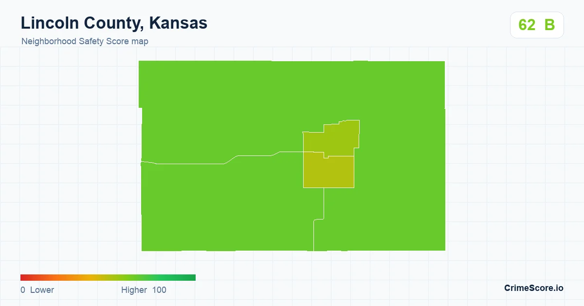 Lincoln County, Kansas neighborhood Safety Score map by Census block group