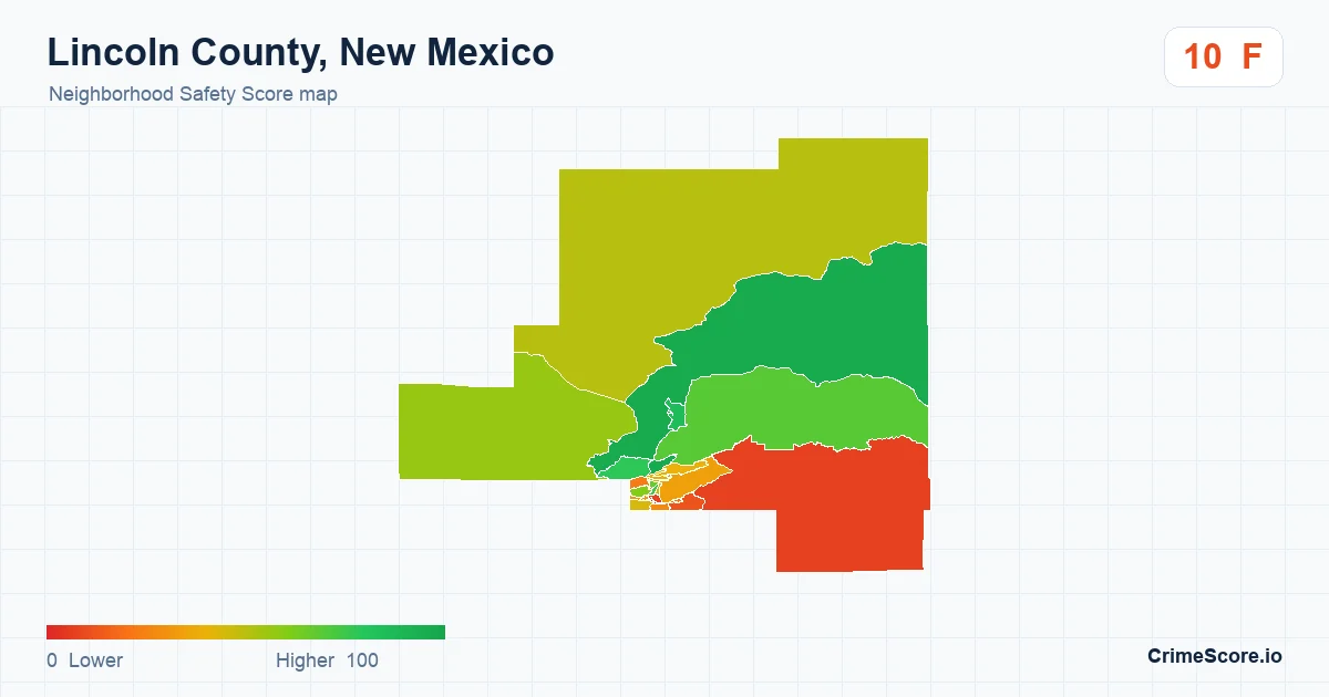 Lincoln County, New Mexico neighborhood Safety Score map by Census block group