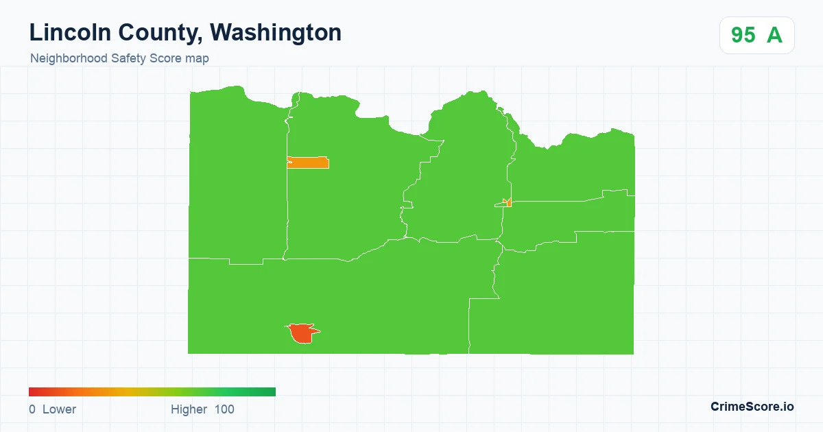 Lincoln County, Washington neighborhood Safety Score map by Census block group