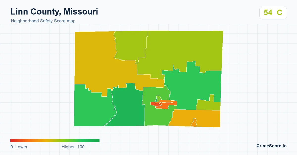 Linn County, Missouri neighborhood Safety Score map by Census block group